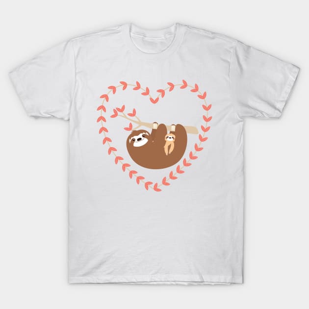 Mom and Baby Sloth T-Shirt by LulululuPainting